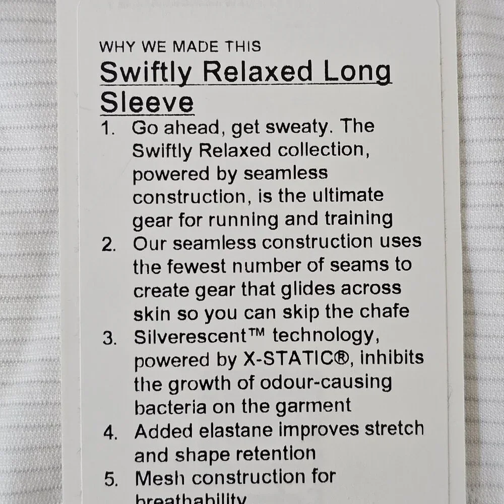 NWT LULULEMON WHWH White Swiftly Relaxed Long Sleeve Crew Top 6 - Picture 8 of 8